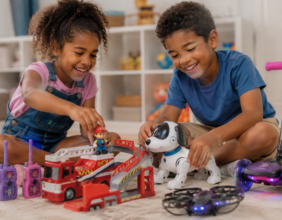 Crianças brincando com brinquedos infantis de até R$ 200