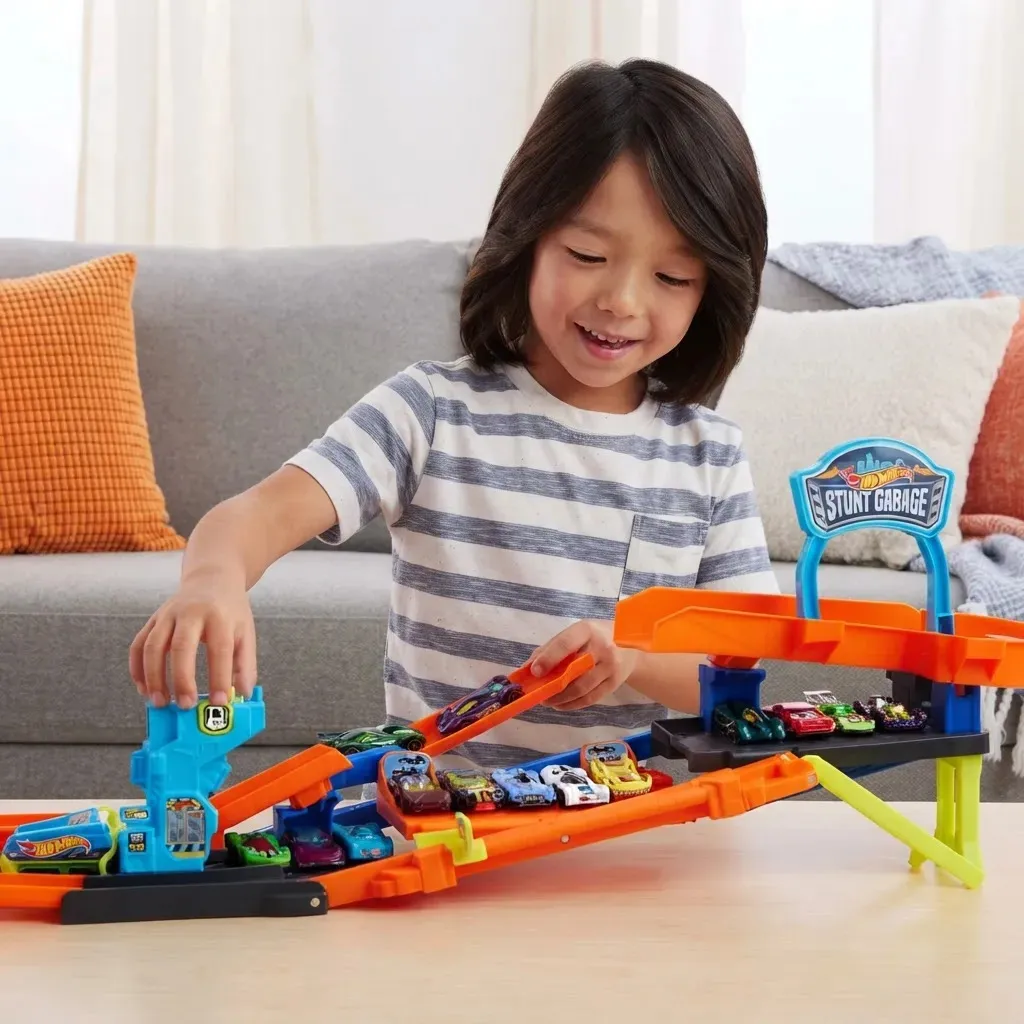 Pista Hot Wheels City Garagem de Acrobacias com carrinho