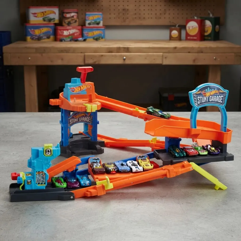 Pista Hot Wheels City Garagem de Acrobacias com carrinho