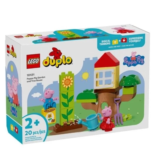 Criança brincando com blocos de montar LEGO DUPLO Peppa