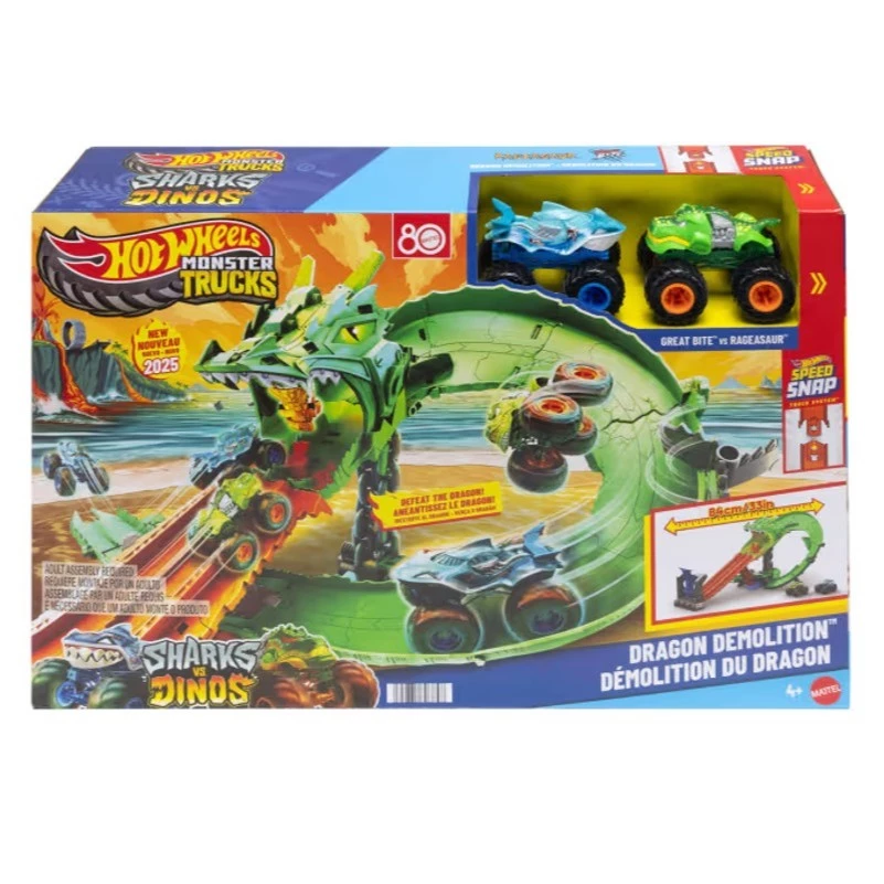 Pista Hot Wheels Monster Trucks Destruição do Dragão
